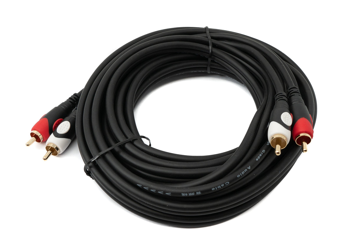 Cinch 2 RCA Kabel 5 m Stecker zu Stecker Stereo AV in Schwarz | System-S