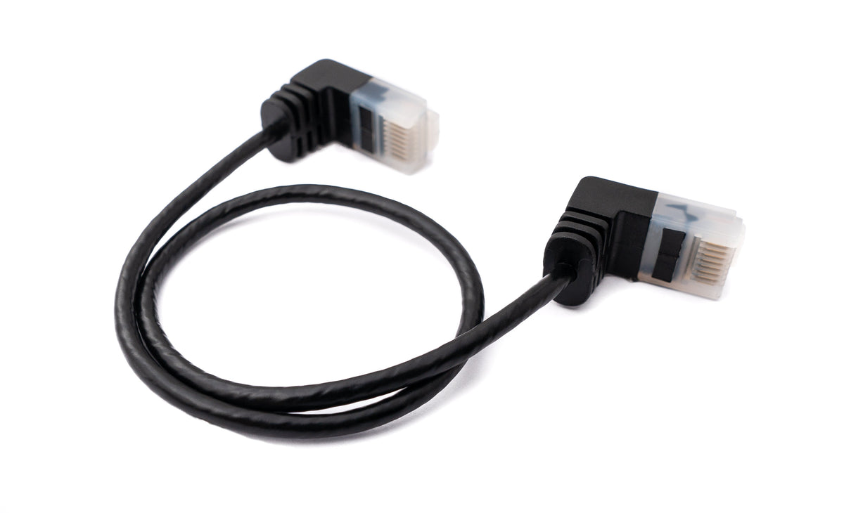 LAN Kabel 25 cm RJ45 8P8C STP Cat6 Stecker zu Stecker Winkel Schwarz | System-S