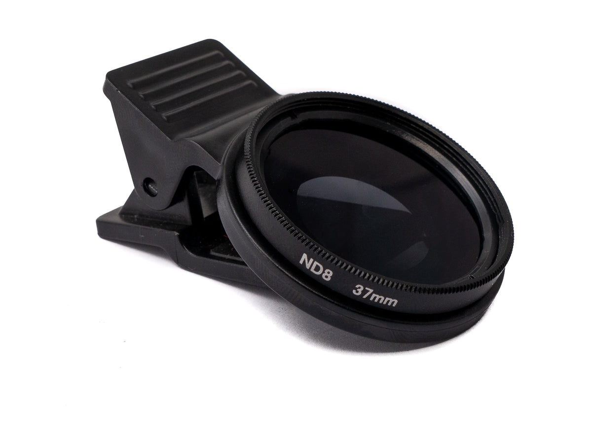 ND8 Linse 37 mm Neutraldichte Grau Filter mit Clip für Smartphones in Schwarz | System-S