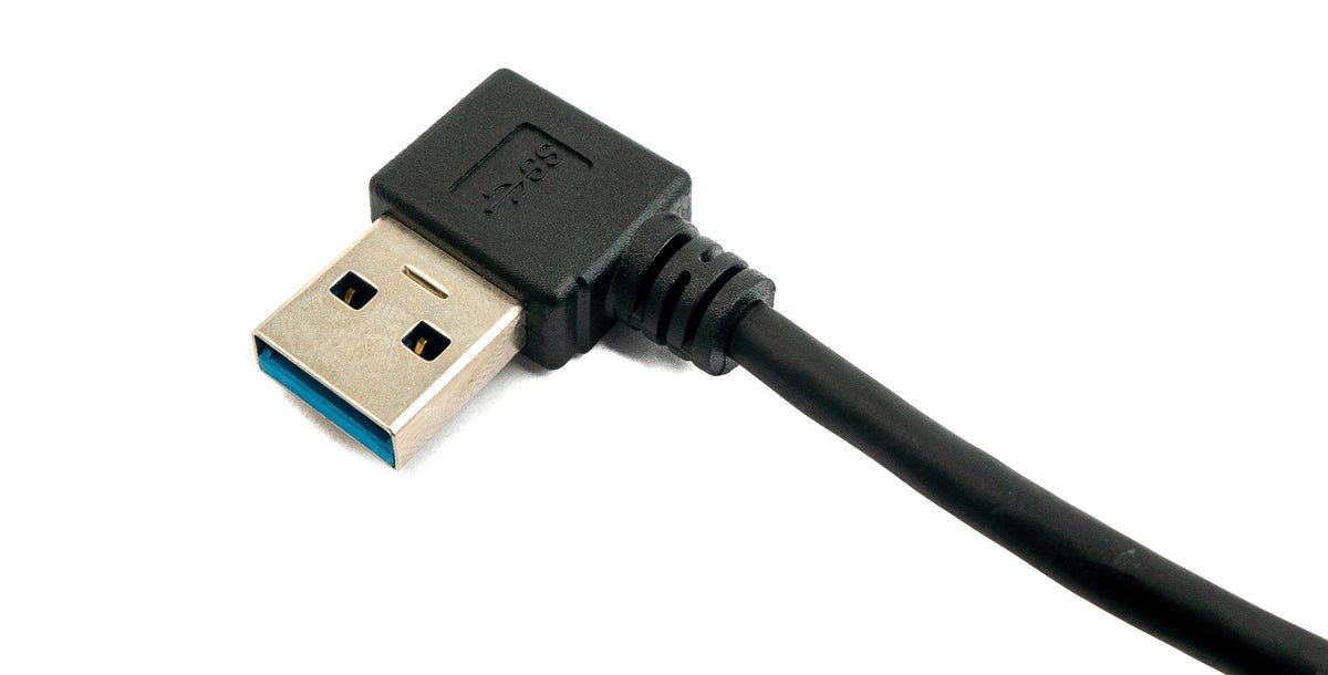 USB 3.1 Kabel 1 m Typ C Stecker zu Typ A Stecker Winkel in Schwarz | System-S