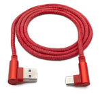 USB 3.1 Kabel 100cm Typ C Stecker zu 3.0 Typ A Stecker geflochten Winkel in Rot | System-S