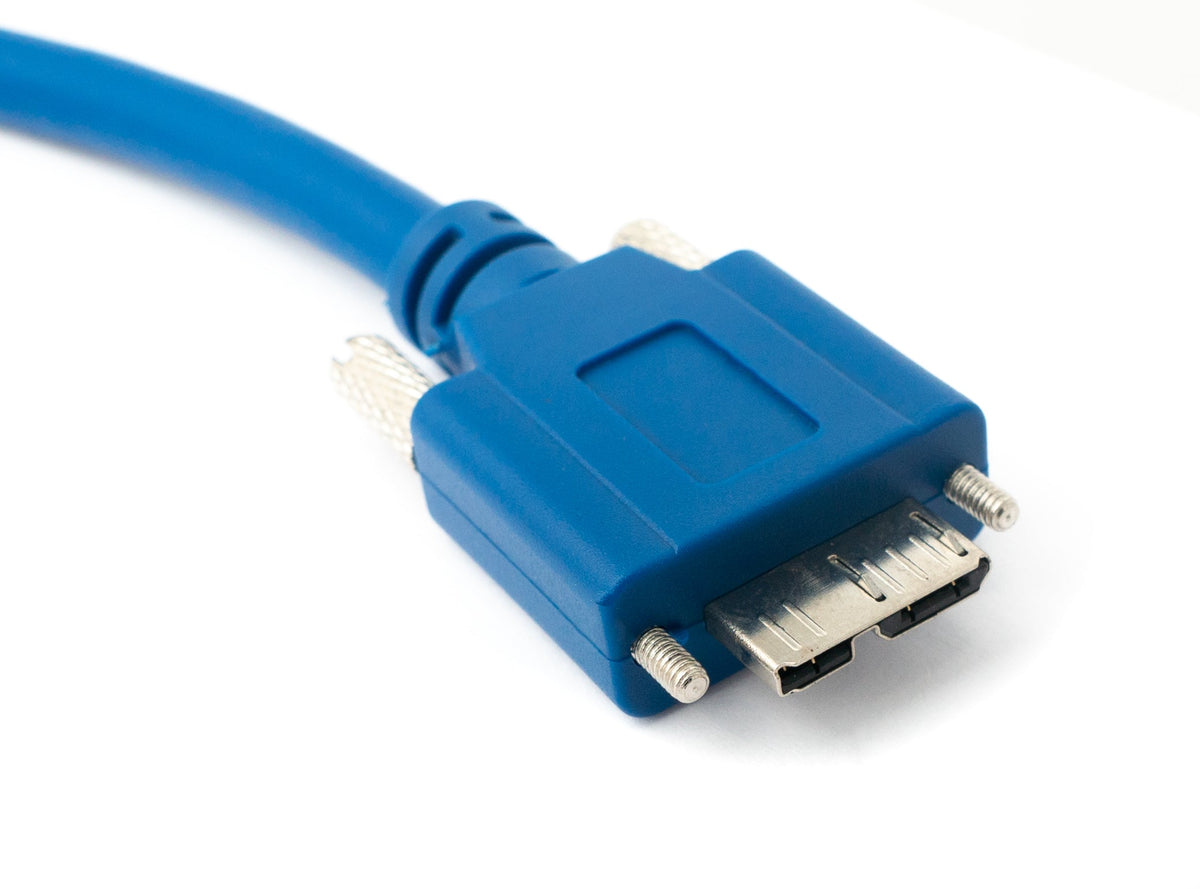 USB 3.0 Kabel 180 cm Micro B Stecker zu Typ A Stecker Schraube in Blau | System-S