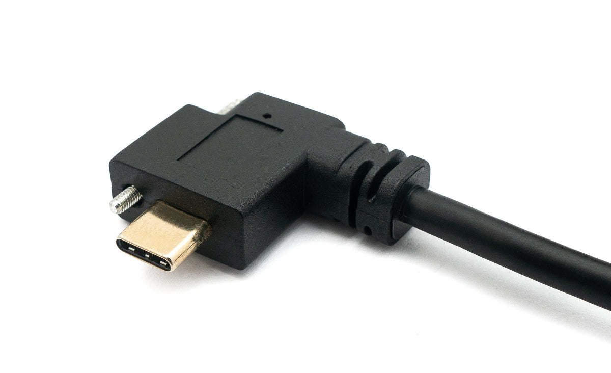 USB 3.1 Kabel 60 cm Typ C Stecker zu Buchse Schraube Winkel in Schwarz | System-S