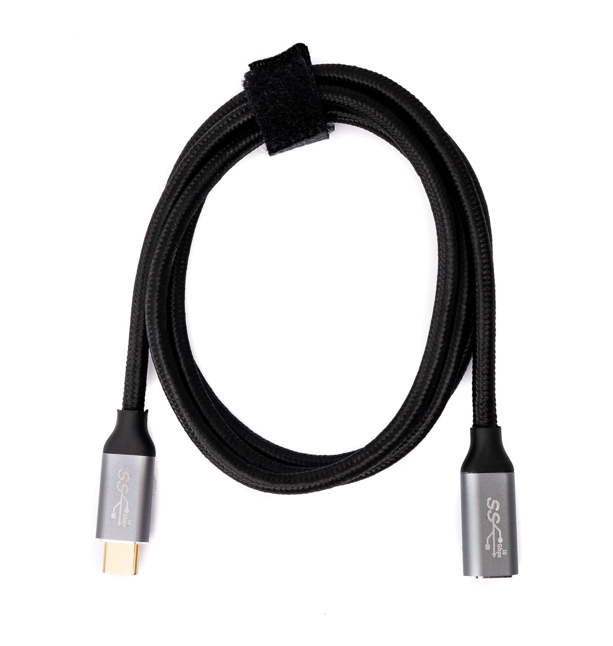 USB 3.1 Gen 2 100W Kabel 25 cm Typ C Stecker zu Buchse geflochten in Schwarz | System-S