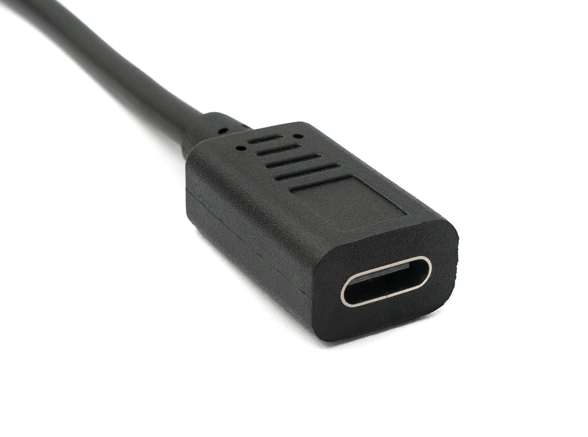 USB 3.1 Kabel 30 cm Typ C Stecker zu Buchse Winkel Adapter in Schwarz | System-S