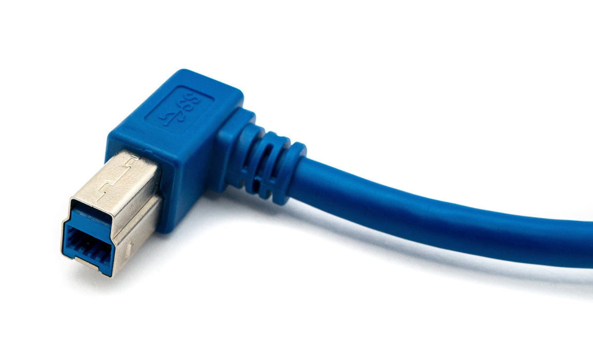 USB 3.0 Kabel 60 cm Typ B Stecker zu Typ A Stecker Winkel in Blau | System-S