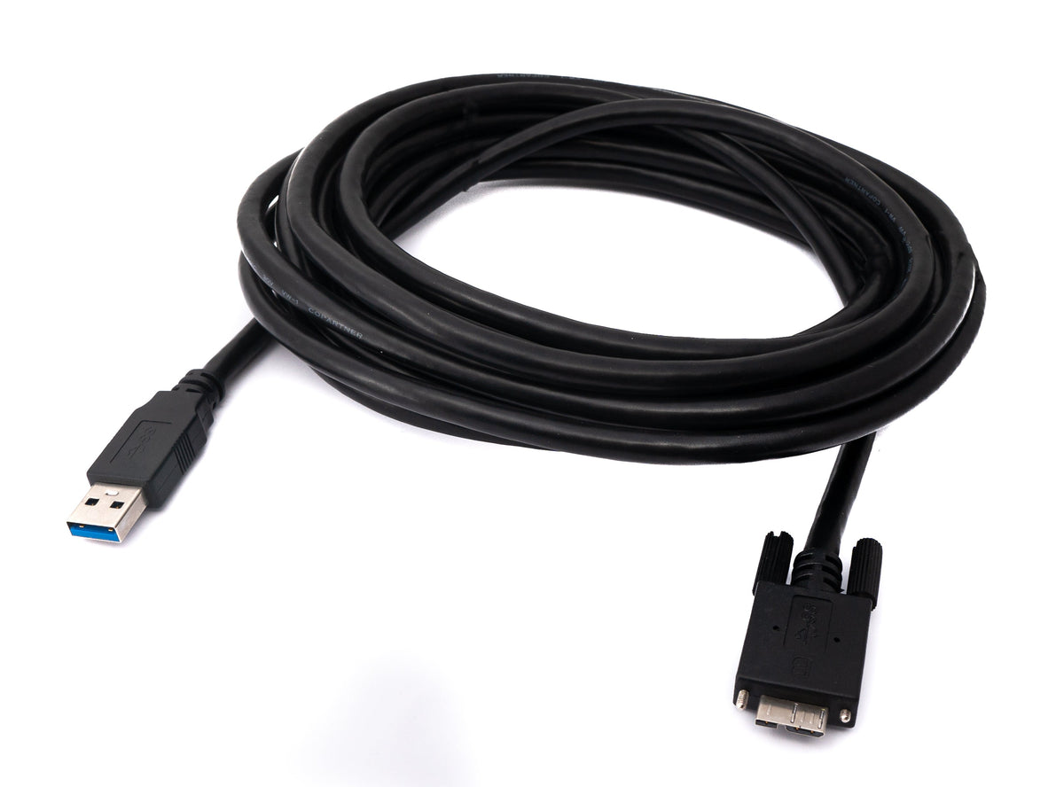 USB 3.0 Kabel 5 m Micro B Stecker zu Typ A Stecker Schraube in Schwarz | System-S