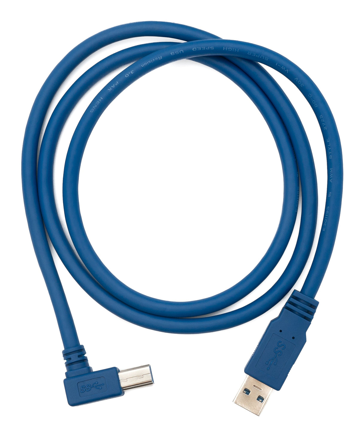 USB 3.0 Kabel 1,8 m Typ B Stecker zu Typ A Stecker Winkel in Blau | System-S