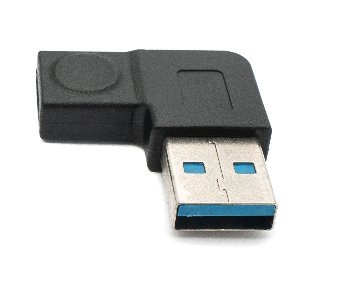 USB 3.1 Adapter Typ C Buchse zu 3.0 Typ A Stecker Winkel Kabel in Schwarz | System-S