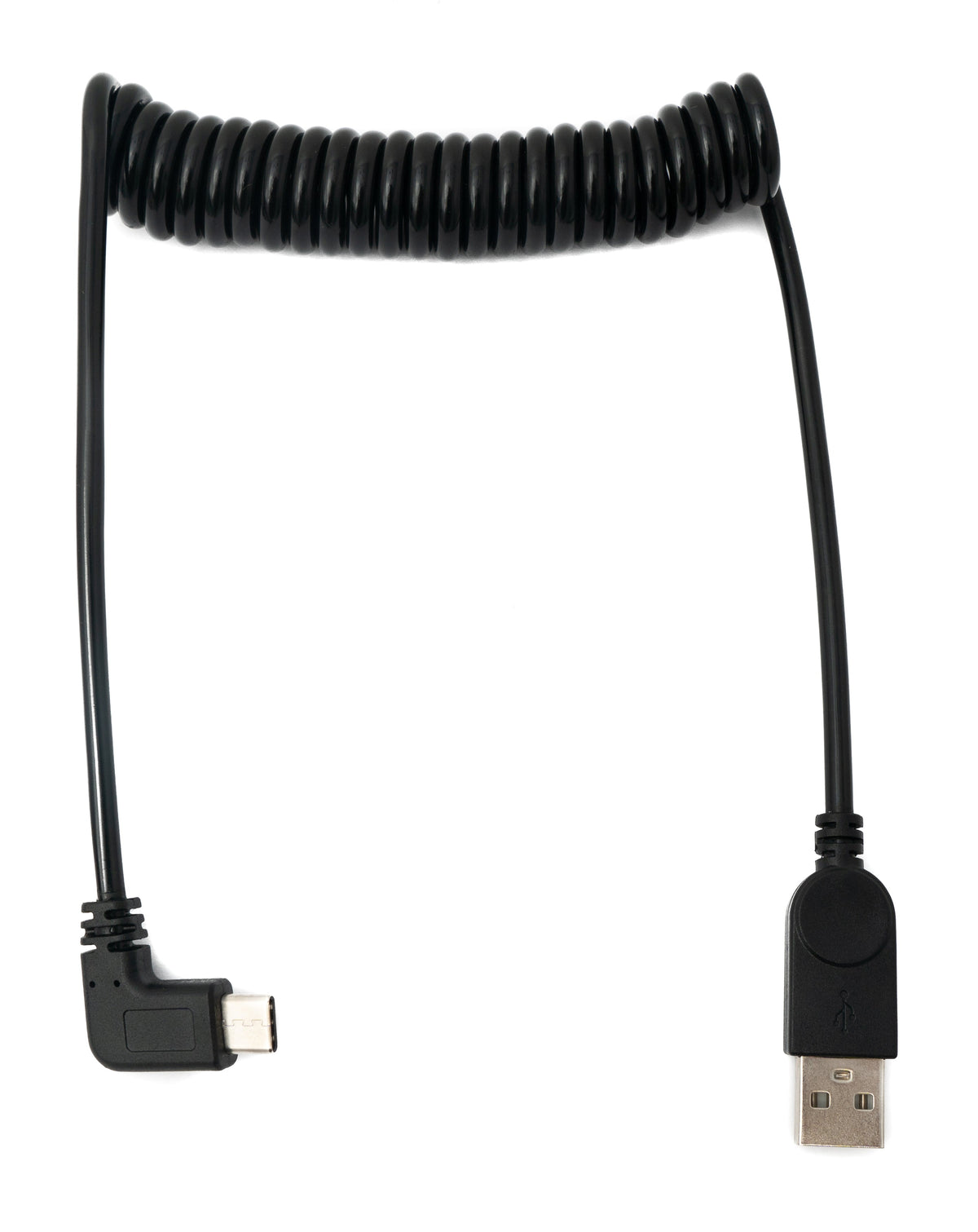 USB 3.1 Kabel 120 cm Typ C Stecker zu A Stecker Spirale Winkel Schwarz | System-S