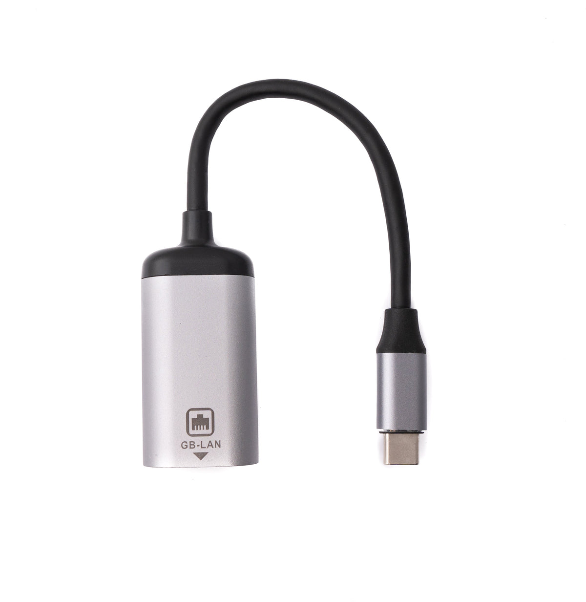 LAN Kabel 20 cm RJ45 Buchse zu USB 3.1 Typ C Stecker Adapter in Grau | System-S