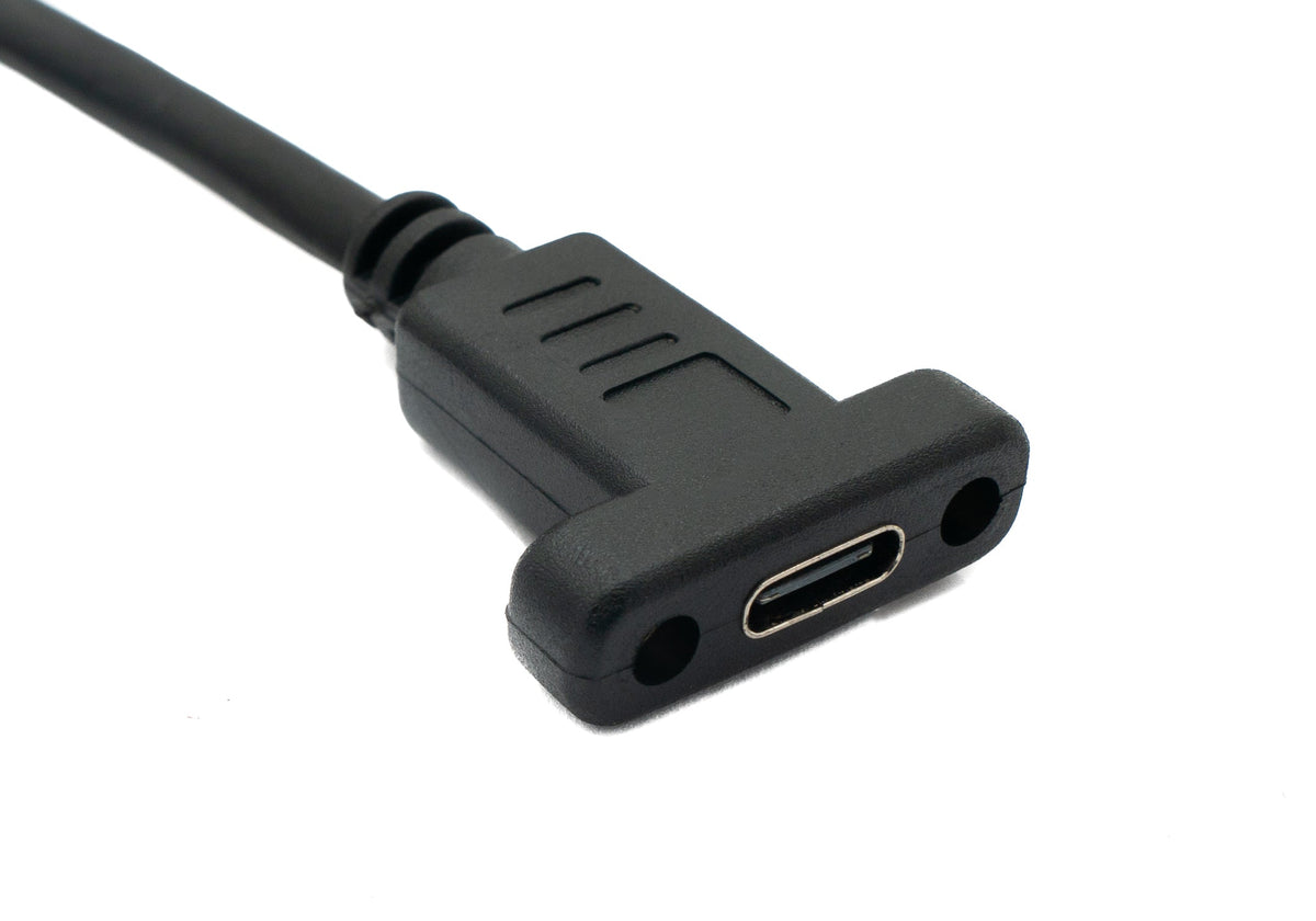 USB 3.1 Kabel 50 cm Typ C Stecker zu Buchse Schraube in Schwarz | System-S