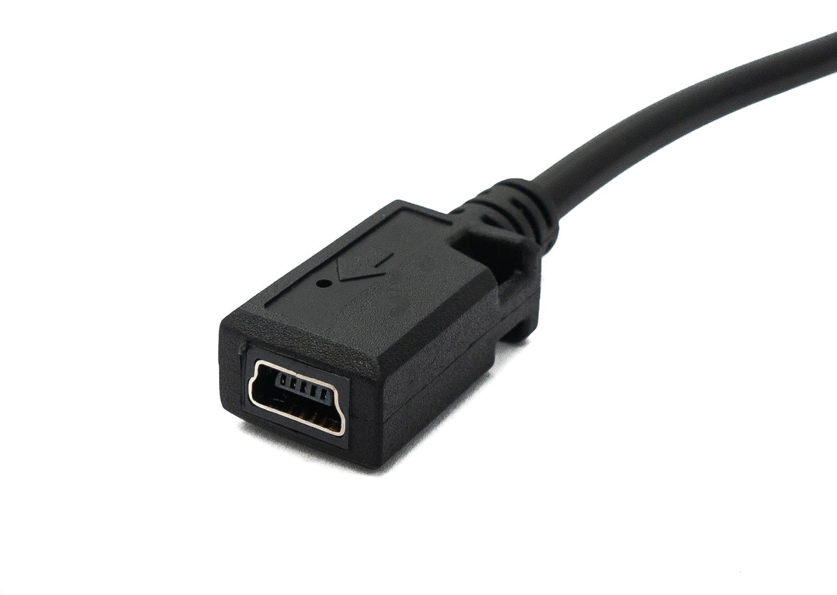USB 2.0 Kabel 120 cm Micro B Stecker zu Mini B Buchse Spirale in Schwarz | System-S