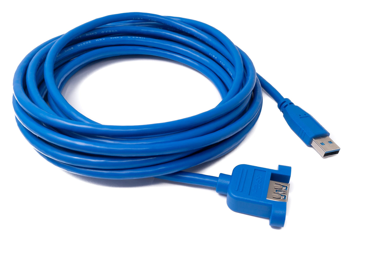 USB 3.0 Kabel 5 m Typ A Stecker zu Buchse Schraube in Blau | System-S
