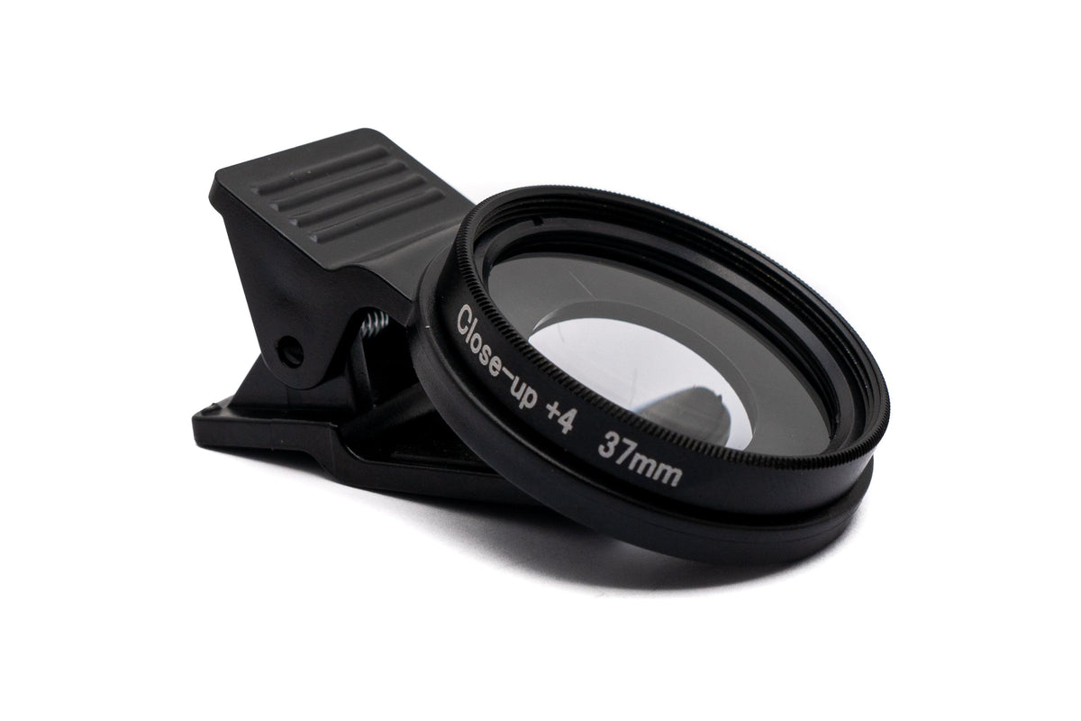 Makro Linse +4 Zoom Close Up Filter mit Clip in Schwarz | System-S