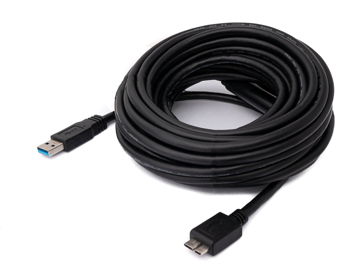 USB 3.0 Kabel 8 m Micro B Stecker zu Typ A Stecker in Schwarz | System-S