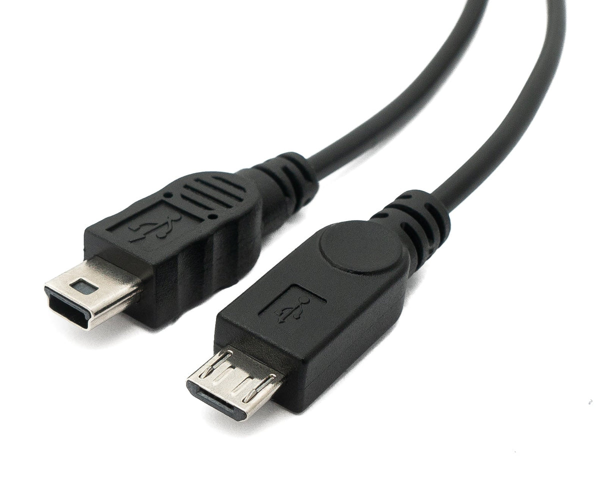 USB 2.0 Kabel 30cm Mini B Buchse zu Stecker & Micro B Stecker in Schwarz | System-S