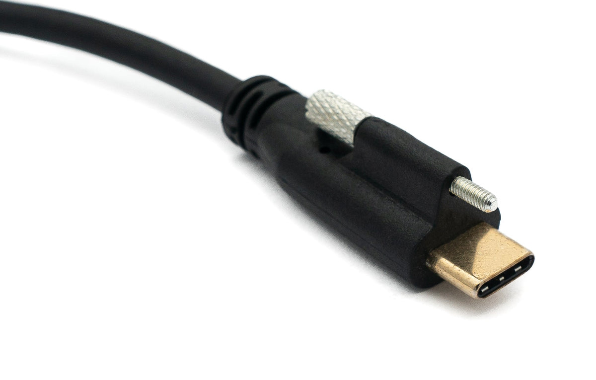 USB 3.1 Kabel 30 cm Typ C Stecker zu Buchse Schraube Adapter in Schwarz | System-S