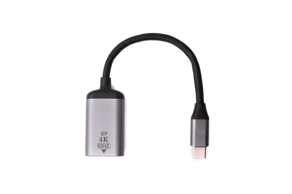 Display Port Kabel 20 cm DP Buchse zu USB 3.1 Typ C Stecker in Grau | System-S