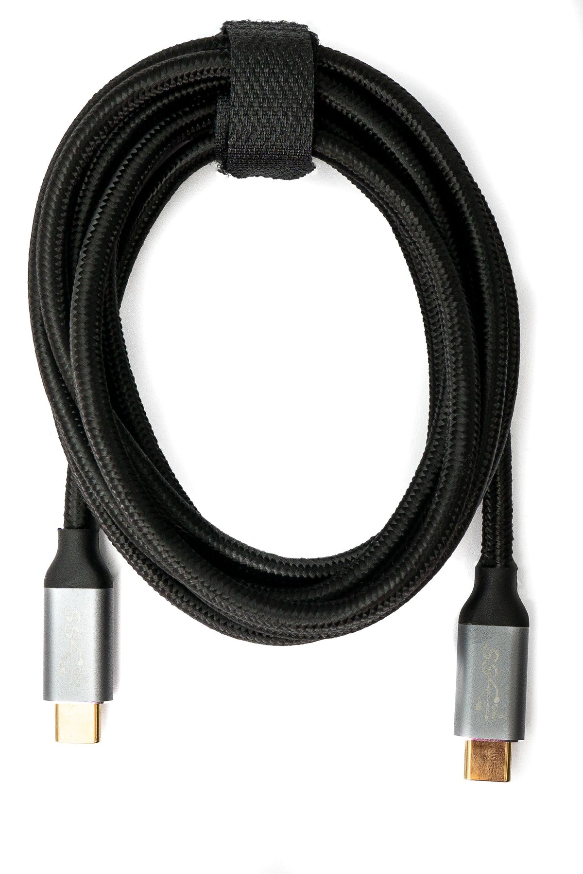 USB 3.1 Gen 2 100W Kabel 2 m Typ C Stecker zu Stecker geflochten in Schwarz | System-S