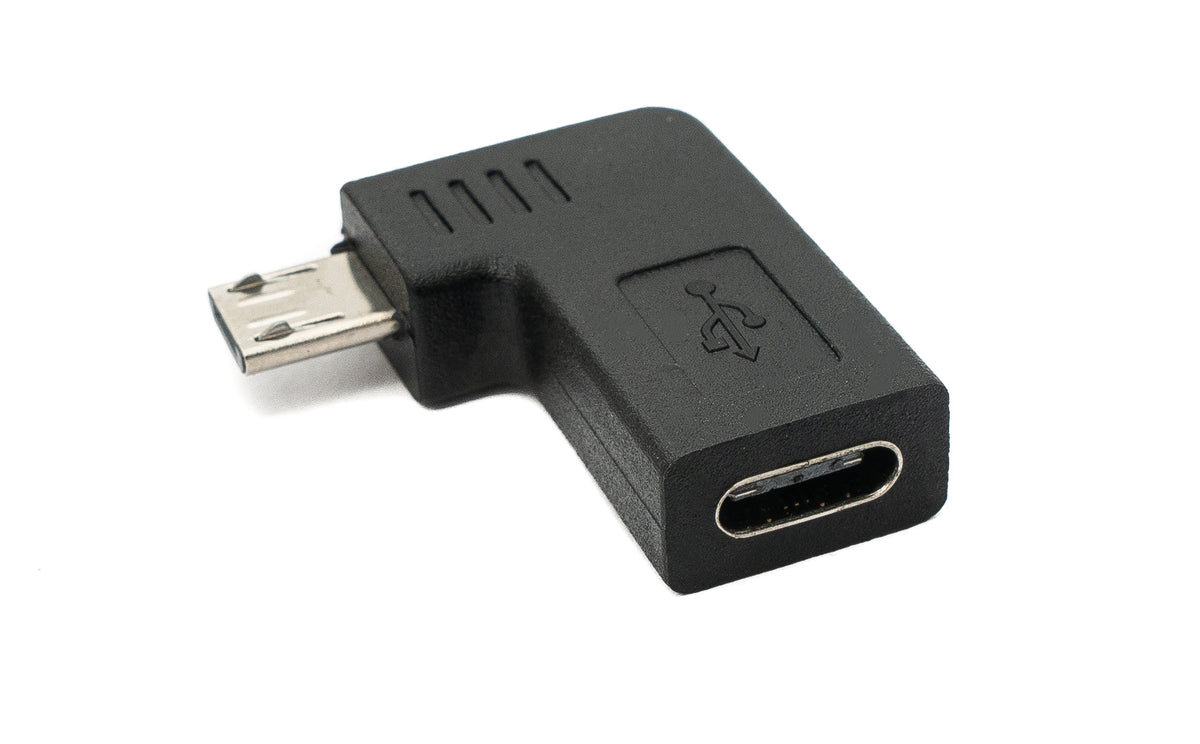 USB 3.1 Adapter Typ C Buchse zu 2.0 Micro B Stecker Winkel  - Rechts | System-S