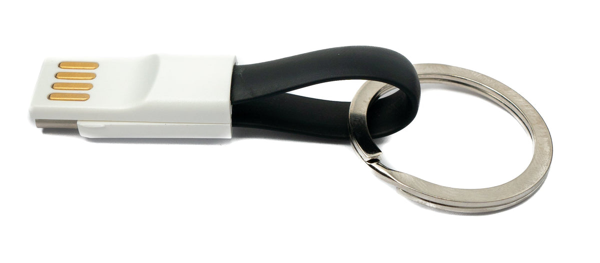 USB 3.1 Schlüssel Anhänger Kabel 10cm Typ C Stecker zu 2.0 Typ A Stecker Schwarz | System-S