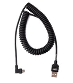USB 2.0 Kabel 200 cm Typ A Stecker zu Micro B Stecker Spirale Winkel in Schwarz | System-S
