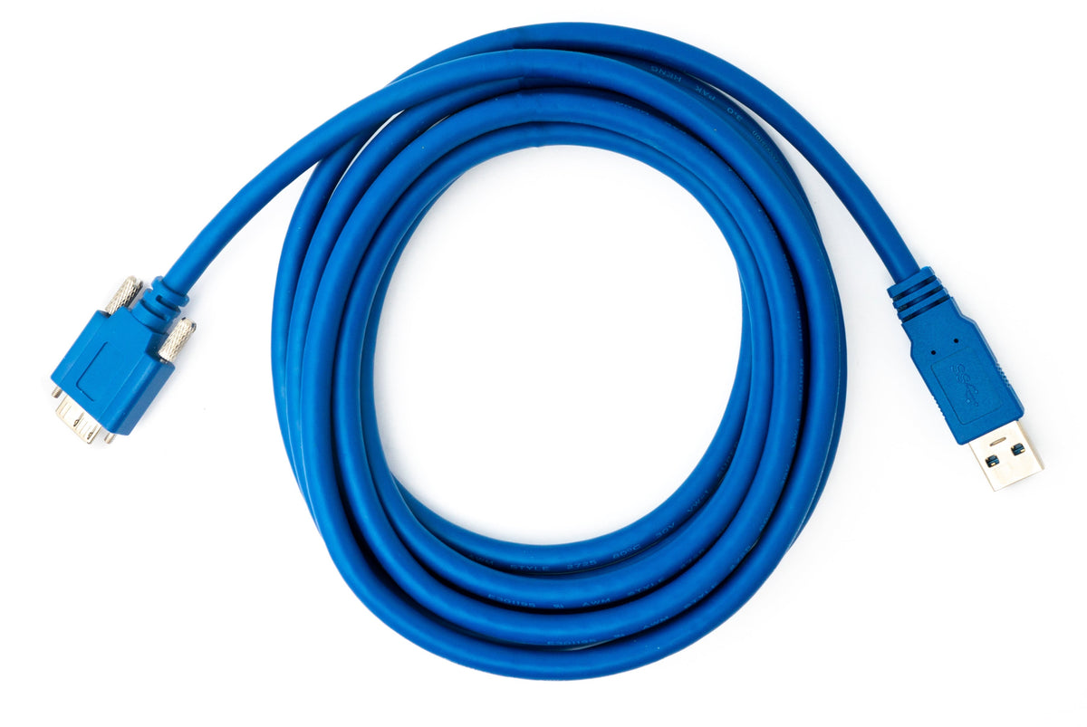 USB 3.0 Kabel 3 m Micro B Stecker zu Typ A Stecker Schraube in Blau | System-S
