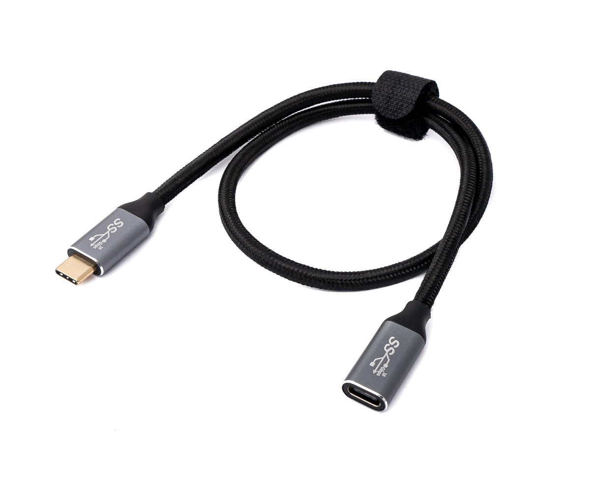 USB 3.1 Gen 2 Kabel 100W 50 cm Typ C Stecker zu Buchse in Schwarz | System-S