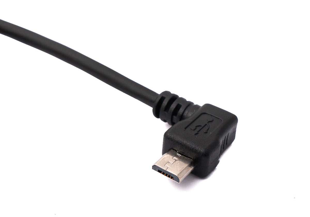 USB 2.0 Kabel 200 cm Typ A Stecker zu Micro B Stecker Spirale Winkel in Schwarz | System-S