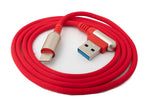 USB 3.1 Kabel 100cm Typ C Stecker zu 3.0 Typ A Stecker geflochten Winkel in Rot | System-S