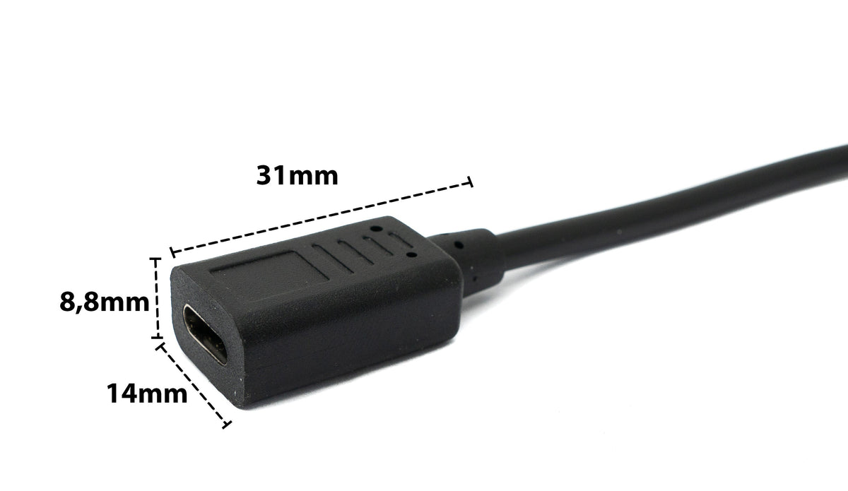 USB 3.1 U Turn 180° Kabel 30cm Typ C Stecker zu Buchse Winkel in Schwarz | System-S