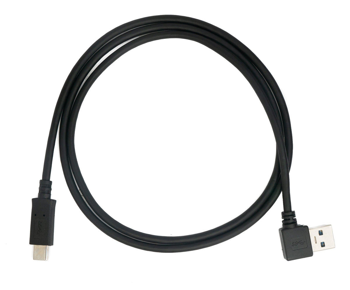 USB 3.1 Kabel 1 m Typ C Stecker zu Typ A Stecker Winkel in Schwarz | System-S