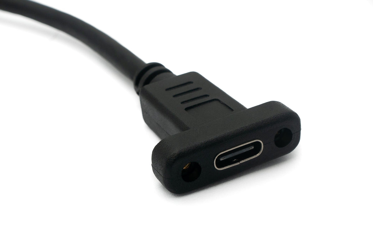USB 3.1 Kabel 30 cm Typ C Stecker zu Buchse Schraube Adapter in Schwarz | System-S
