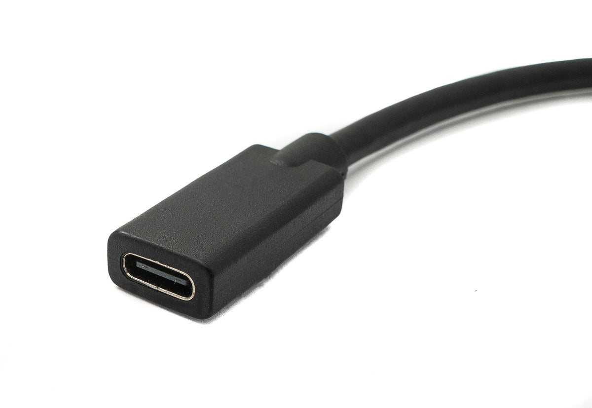 USB 3.1 Kabel 30 cm Typ C Stecker zu Buchse Schraube Adapter in Schwarz | System-S