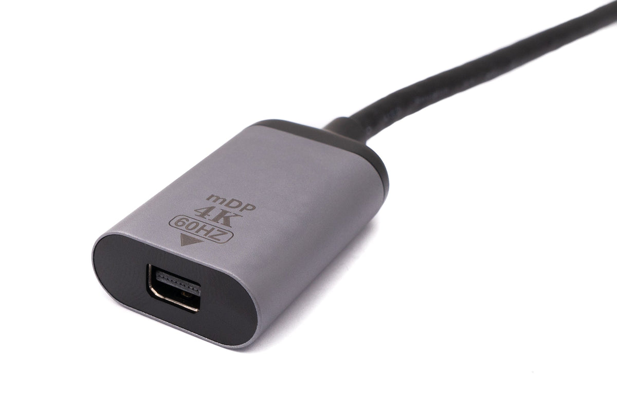 Display Port Kabel 20 cm Mini DP Buchse zu USB 3.1 Typ C Stecker in Grau | System-S