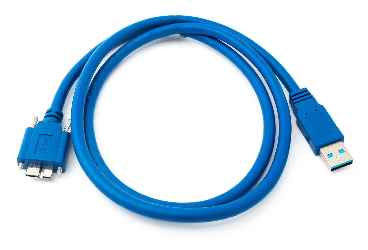 USB 3.0 Kabel 100 cm Micro B Stecker zu Typ A Stecker Schraube in Blau | System-S