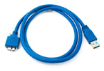 USB 3.0 Kabel 100 cm Micro B Stecker zu Typ A Stecker Schraube in Blau | System-S