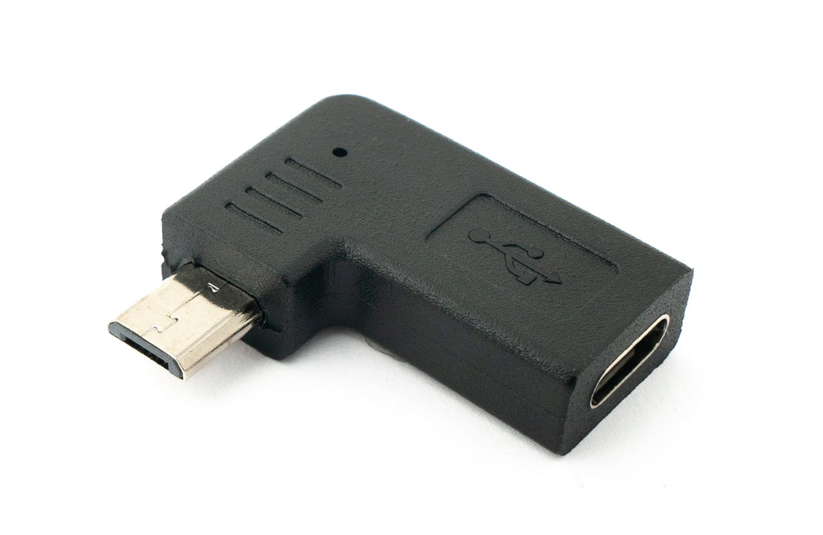 USB 3.1 Adapter Typ C Buchse zu 2.0 Micro B Stecker Winkel Links | System-S