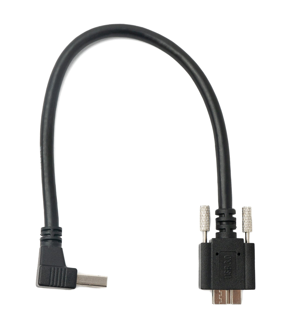 USB 3.0 Kabel 30 cm Micro B Stecker zu A Stecker Schraube Winkel Schwarz | System-S