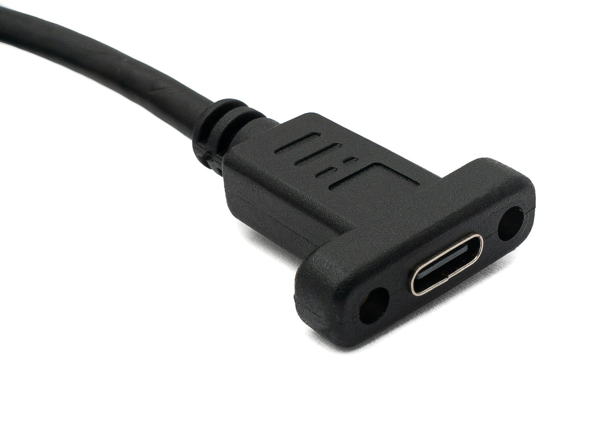 USB 3.1 Kabel 100 cm Typ C Stecker zu Buchse Schraube in Schwarz | System-S