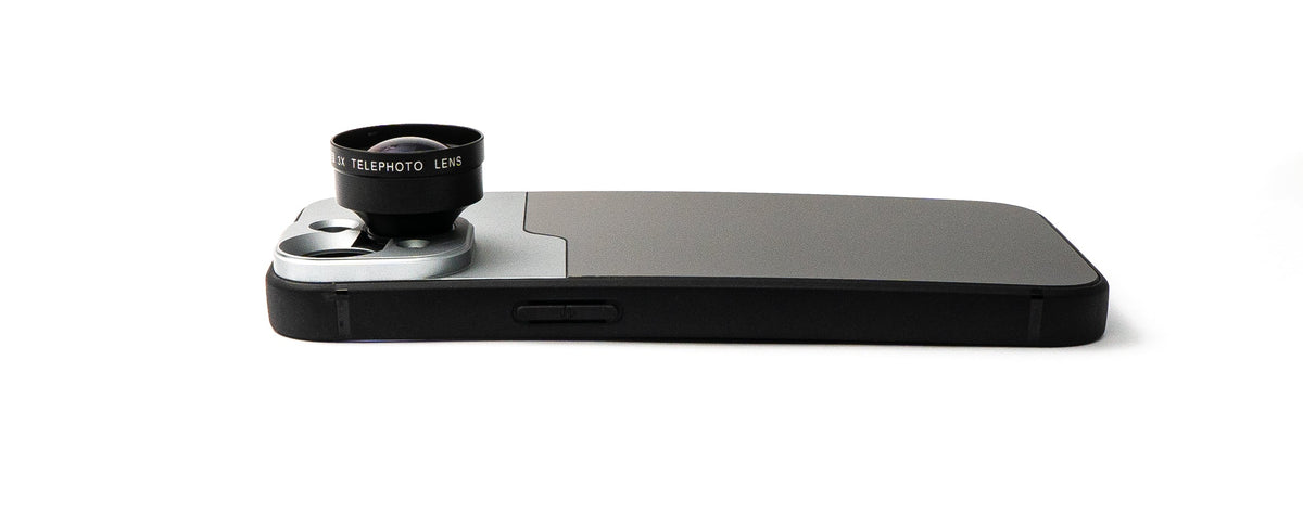 Zoom Linse 3x Tele Objektiv Filter mit Hülle in Schwarz für iPhone 13 | System-S