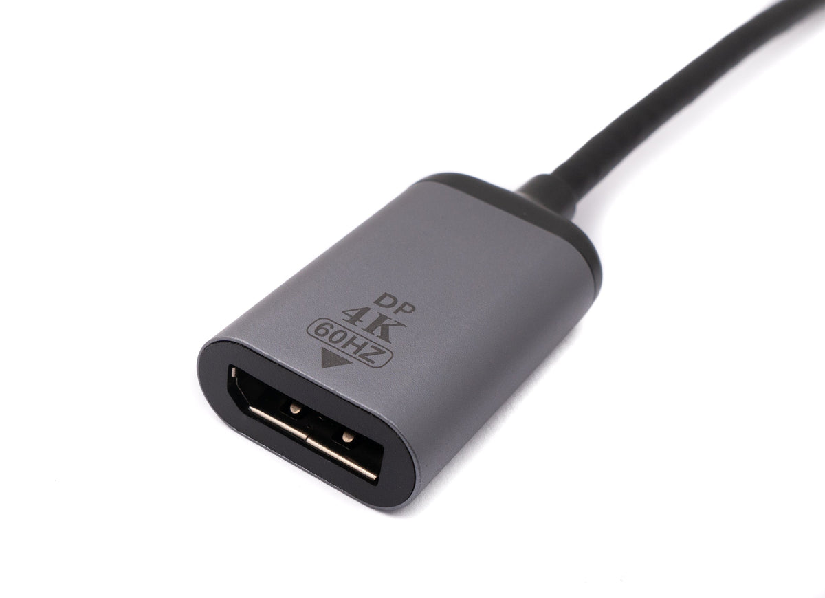 Display Port Kabel 20 cm DP Buchse zu USB 3.1 Typ C Stecker in Grau | System-S