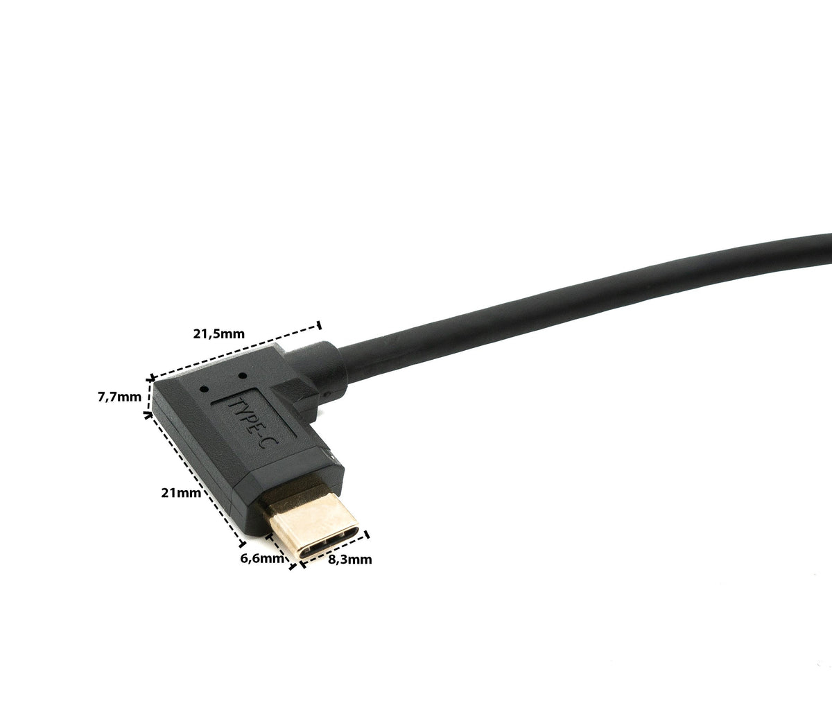 USB 3.1 Gen 2 Kabel 1,8 m Typ C Stecker zu Buchse Winkel in Schwarz | System-S