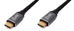 USB 3.1 Gen 2 100W Kabel 2 m Typ C Stecker zu Stecker geflochten in Schwarz | System-S