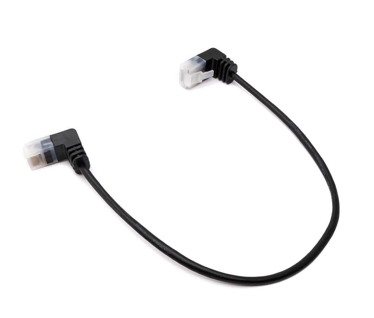 LAN Kabel 25 cm RJ45 8P8C STP Cat6 Stecker zu Stecker Winkel Schwarz | System-S