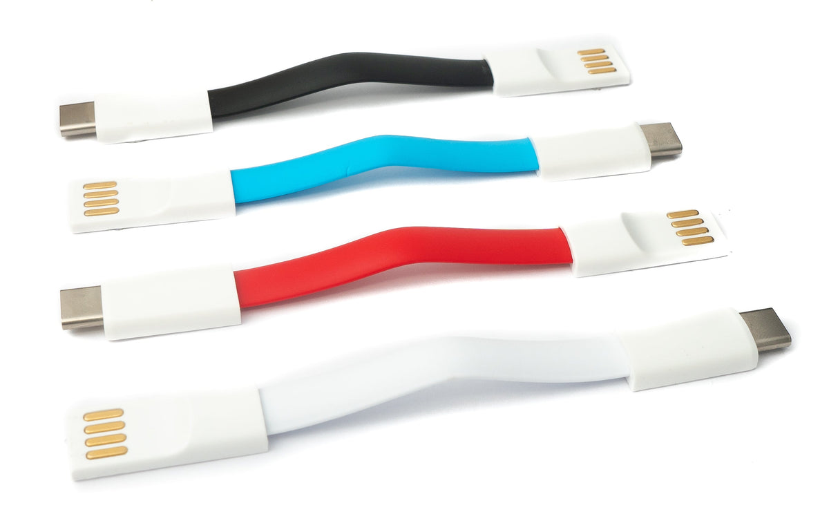 USB 3.1 Schlüssel Anhänger Kabel 10cm Typ C Stecker zu 2.0 Typ A Stecker Schwarz | System-S