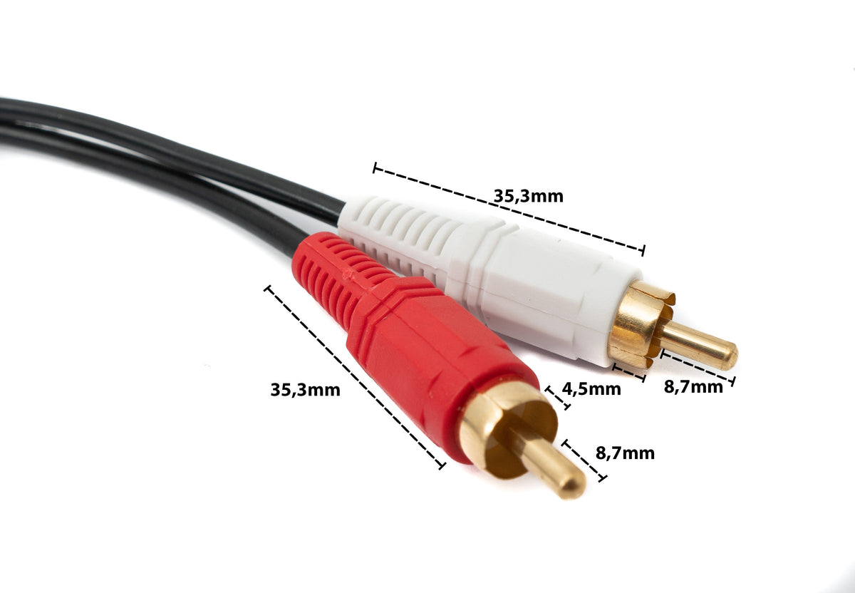 Cinch 2 RCA Kabel 2,5 m Stecker zu AUX 3,5 mm Klinke Stecker Stereo AV in Schwarz | System-S