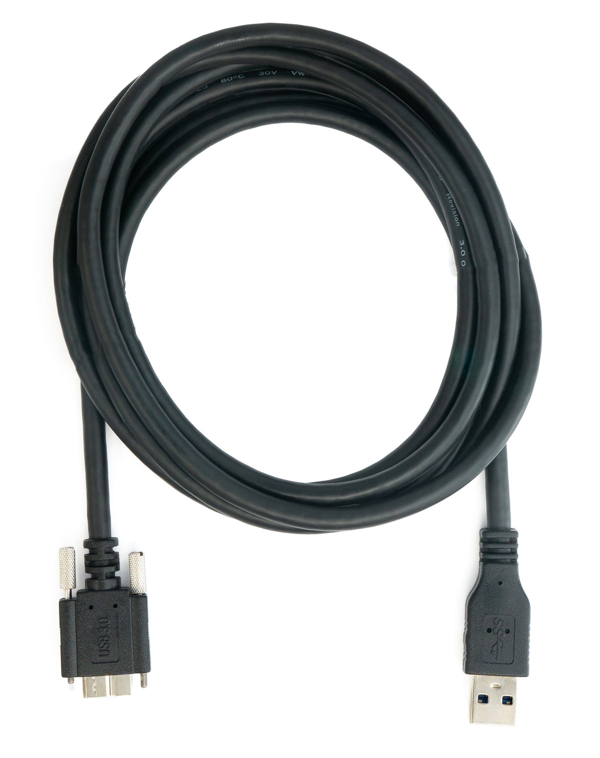 USB 3.0 Kabel 2 m Micro B Stecker zu Typ A Stecker Schraube in Schwarz | System-S