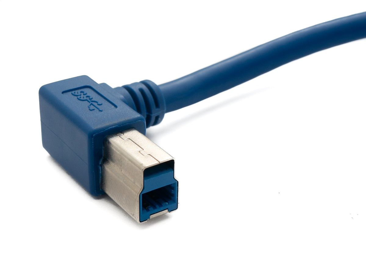 USB 3.0 Kabel 3 m Typ B Stecker zu Typ A Stecker Winkel in Blau | System-S